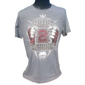 Venum Shirt Mens XL Grey Red Snake Built 2 Fight MMA Fighting Jiu Jitsu Tappered